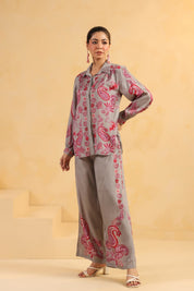 Nyaro Signature Paisley Print Grey Co-ord Set