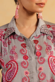 Nyaro Signature Paisley Print Grey Co-ord Set