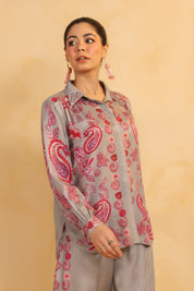 Nyaro Signature Paisley Print Grey Co-ord Set