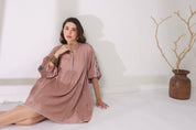 Women’s Cotton Dobby Pink Color Embroidered Dress: