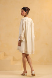 Nyaro Signature Cream Moss Crepe Dress