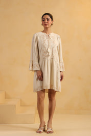 Nyaro Signature Cream Moss Crepe Dress