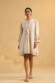 Nyaro Signature Cream Moss Crepe Dress