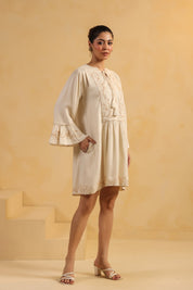 Nyaro Signature Cream Moss Crepe Dress