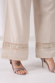 Women’s Cotton Linen Natural Color Embroidered Co-Ord