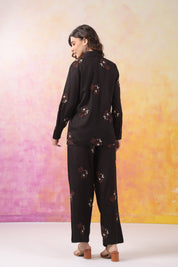 Women's Black Machine Embroidered & Hand Work Rayon Co-Ord Set