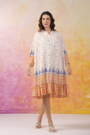 Women’s Orange Printed Rayon Dress
