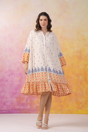 Women’s Orange Printed Rayon Dress