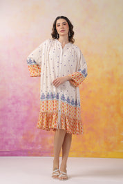 Women’s Orange Printed Rayon Dress