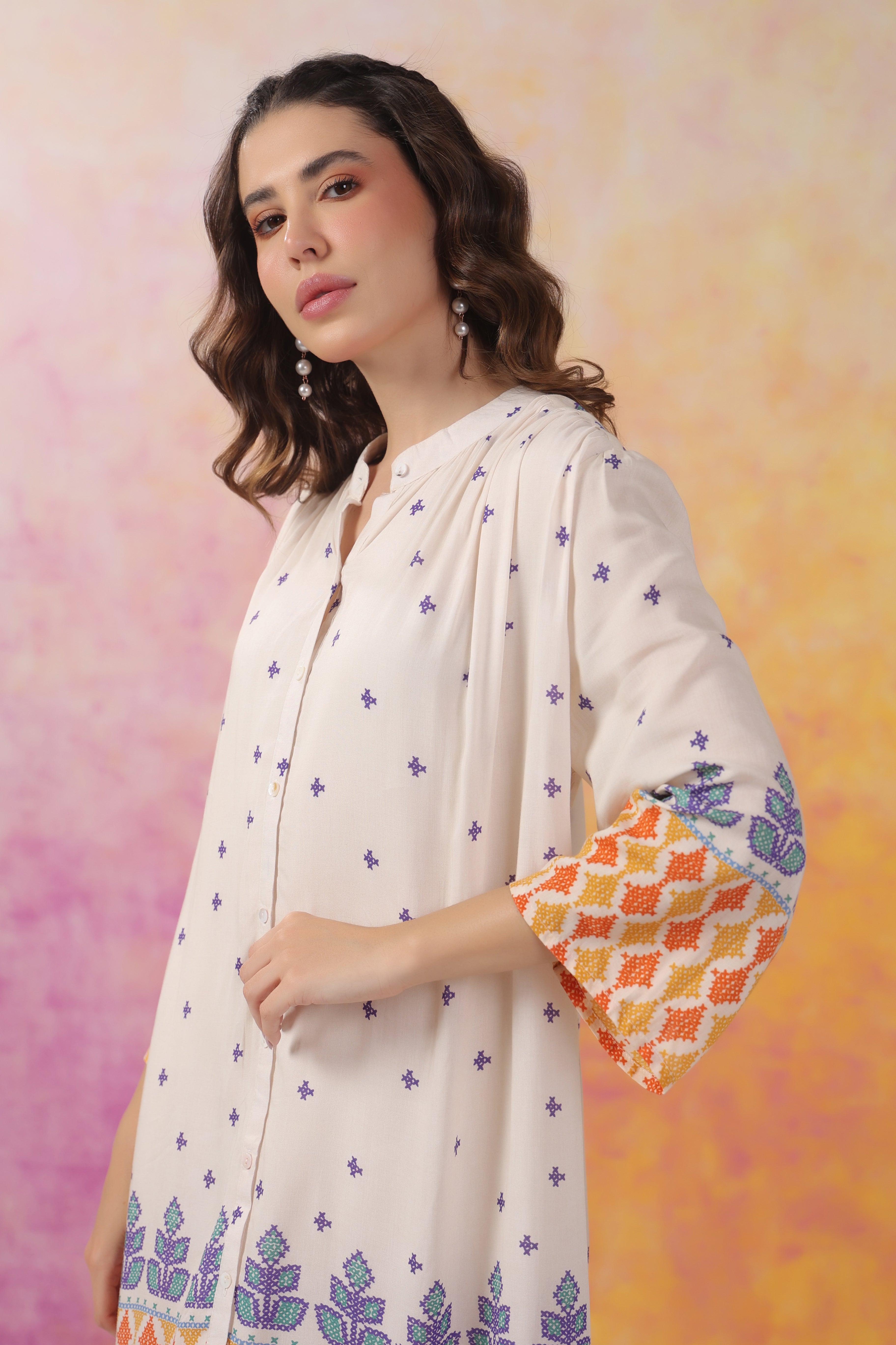 Women’s Orange Printed Rayon Dress
