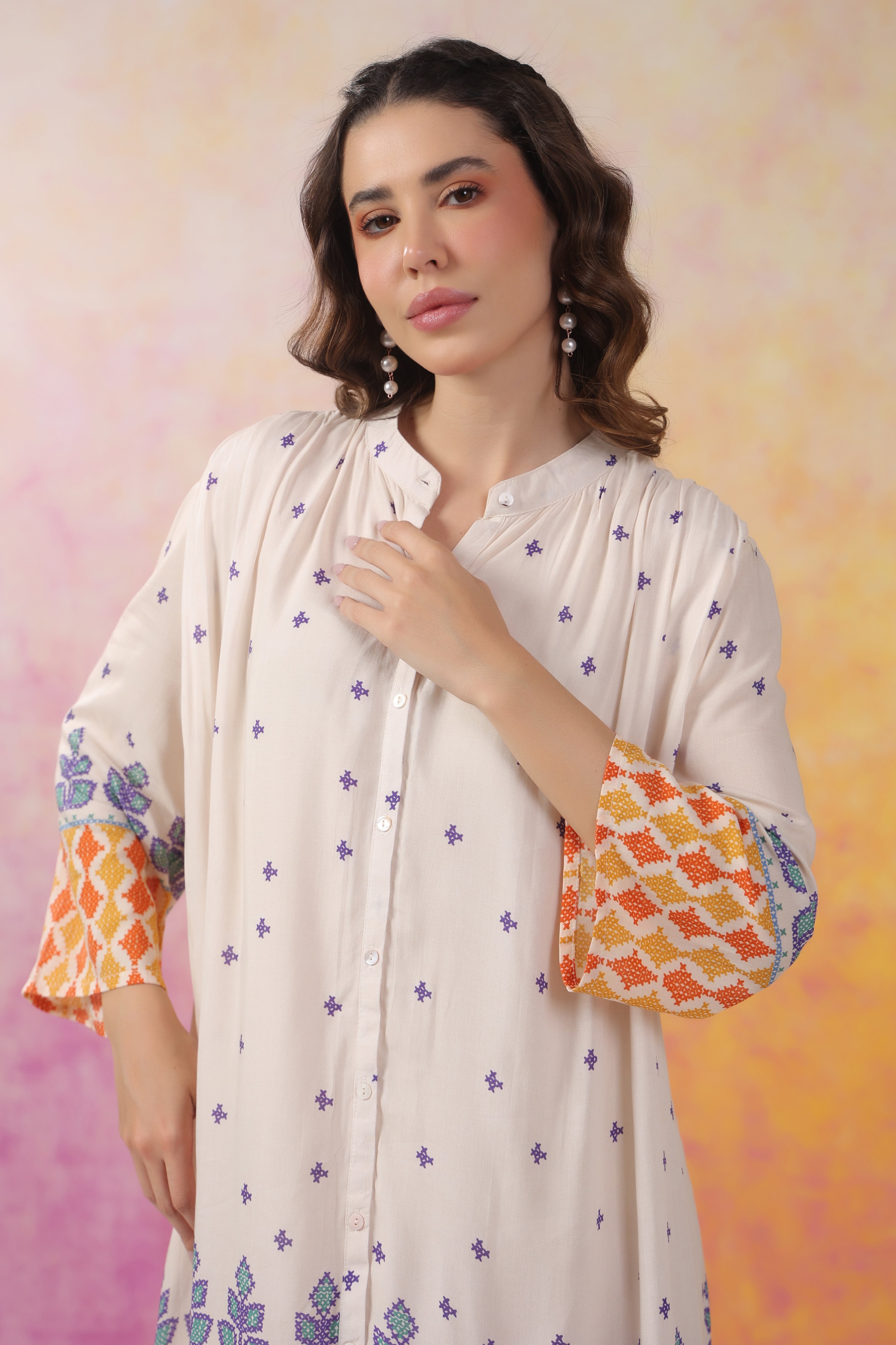 Women’s Orange Printed Rayon Dress