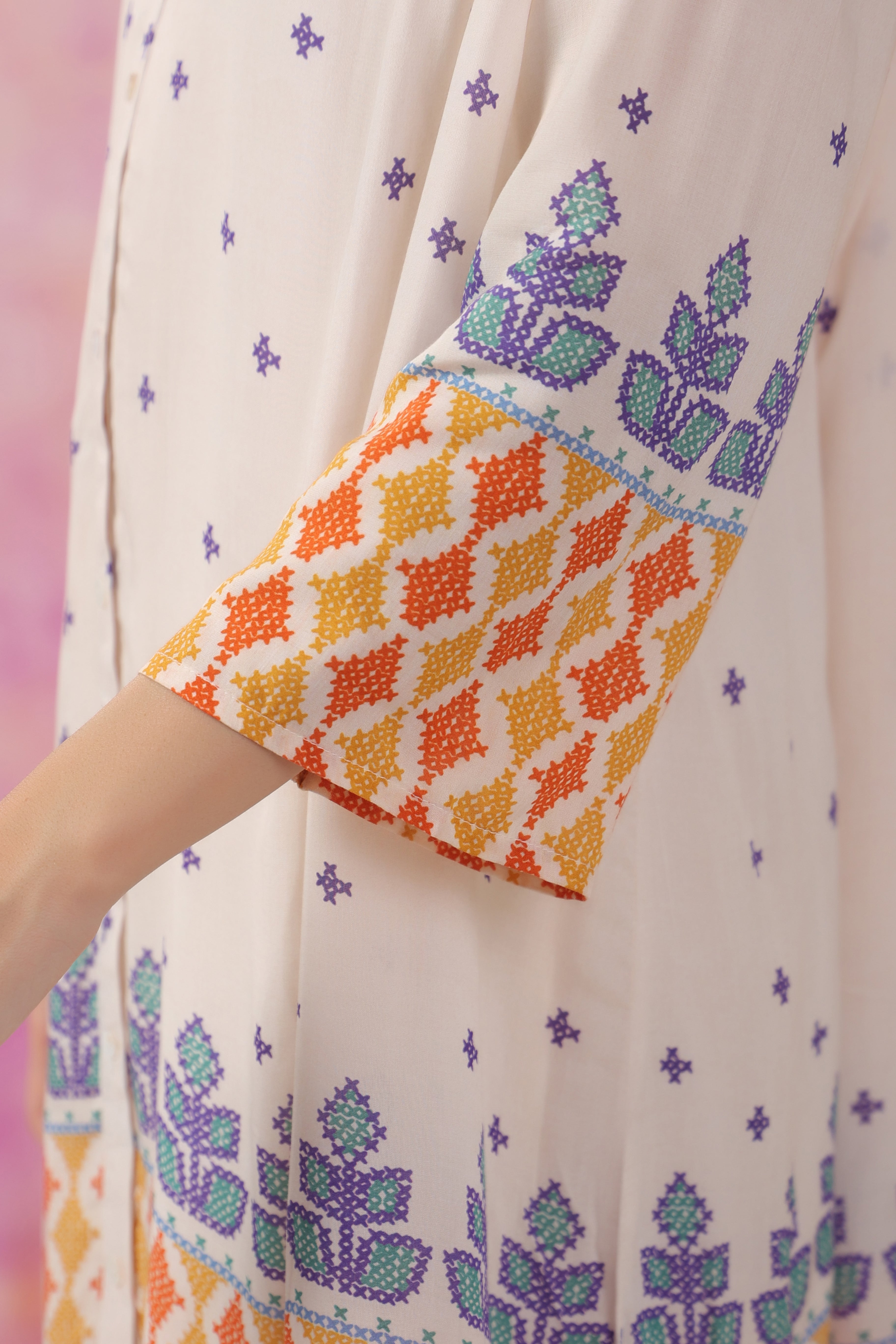 Women’s Orange Printed Rayon Dress