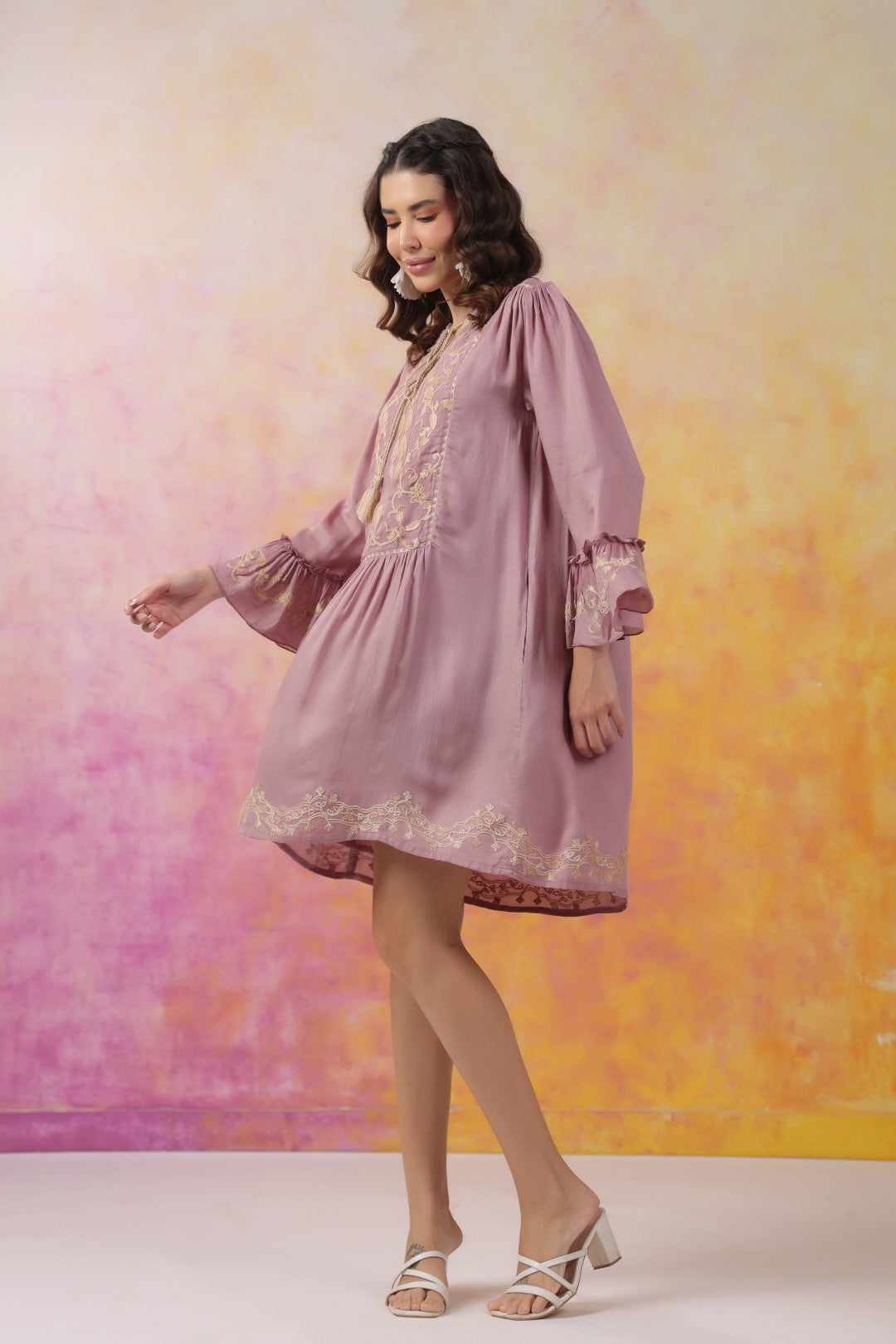 Nyaro Signature Mauve Moss Crepe Dress