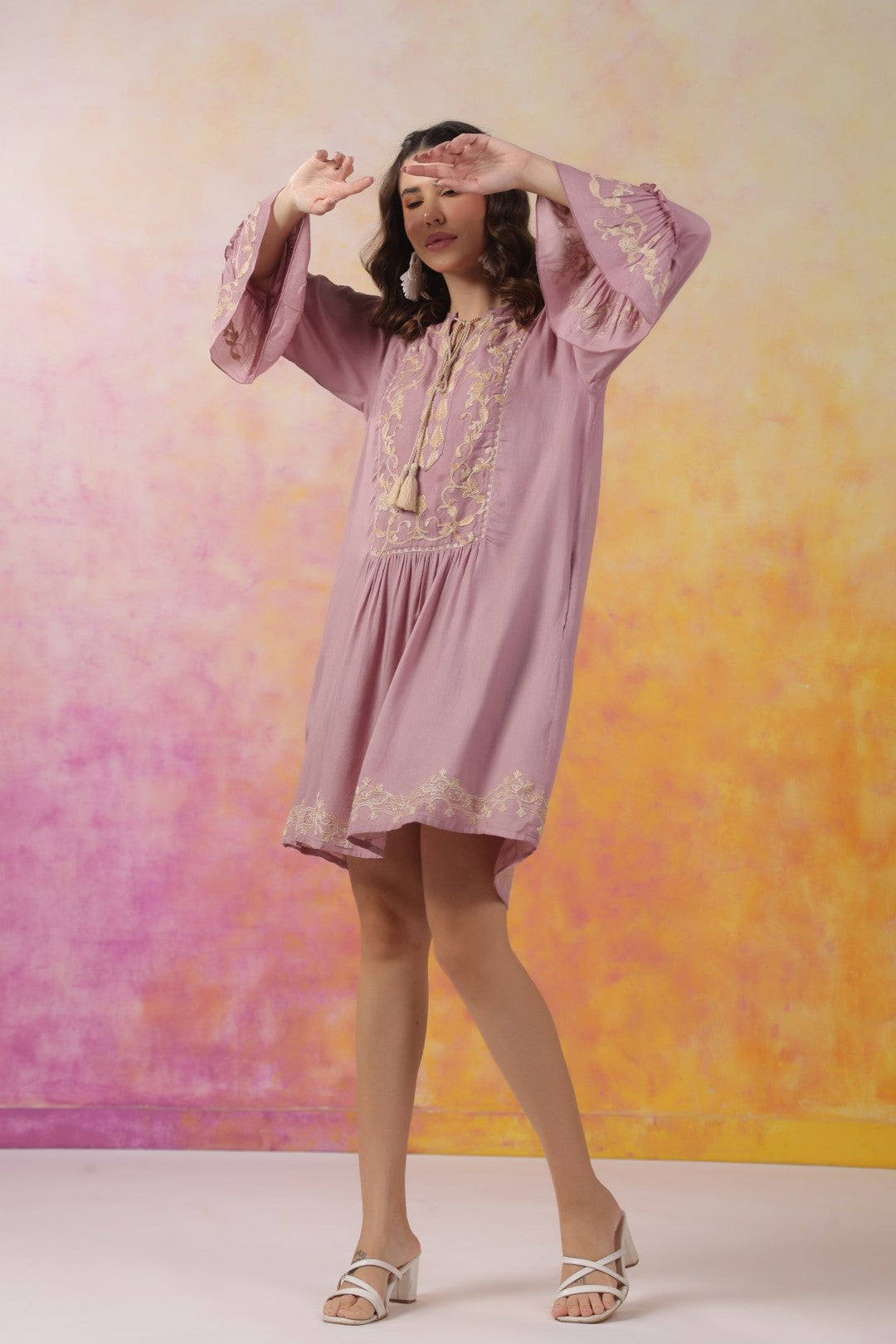 Nyaro Signature Mauve Moss Crepe Dress