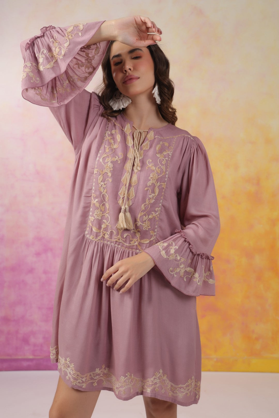 Nyaro Signature Mauve Moss Crepe Dress