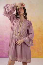Nyaro Signature Mauve Moss Crepe Dress