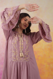 Nyaro Signature Mauve Moss Crepe Dress