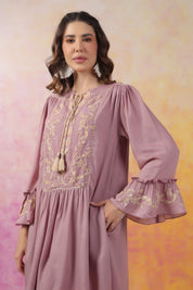 Nyaro Signature Mauve Moss Crepe Dress