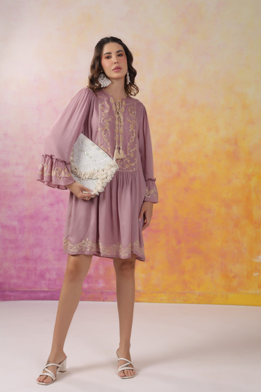 Nyaro Signature Mauve Moss Crepe Dress