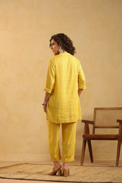 Yellow Cotton Linen Kurta & Pant Co-Ord Set for Women