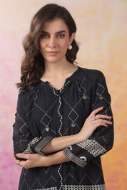 Women’s Viscose Black Color Embroidered Co-Ord Set: