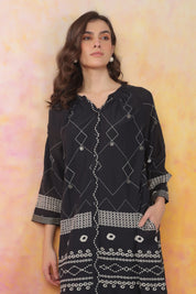 Women’s Viscose Black Color Embroidered Co-Ord Set: