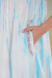 Women’s Blue Rayon Tie-Dye Embroidered Shrug