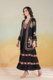 Women’s Black Viscose Rayon Embroidered Shrug