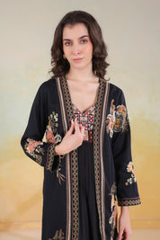 Women’s Black Viscose Rayon Embroidered Shrug