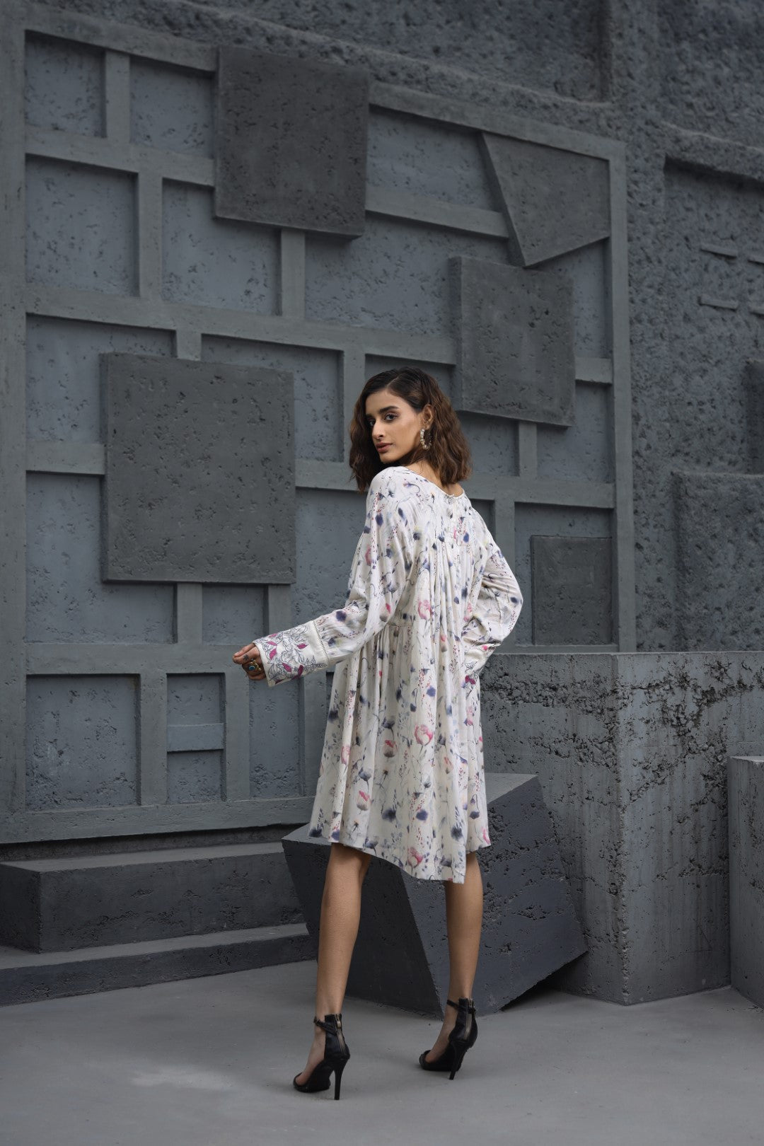 Women Viscose Printed Mini Dress