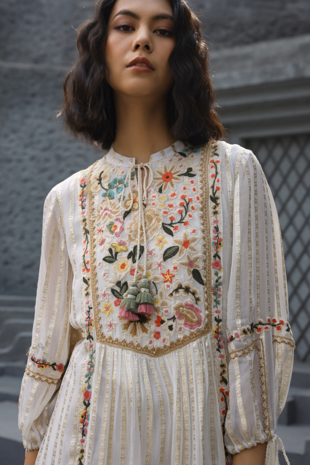 Women Viscose Embroidered Midi Dress