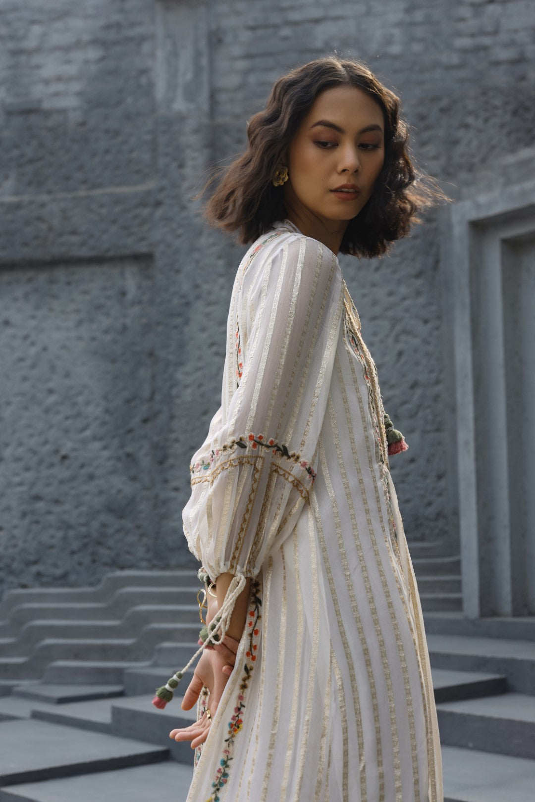 Women Viscose Embroidered Midi Dress