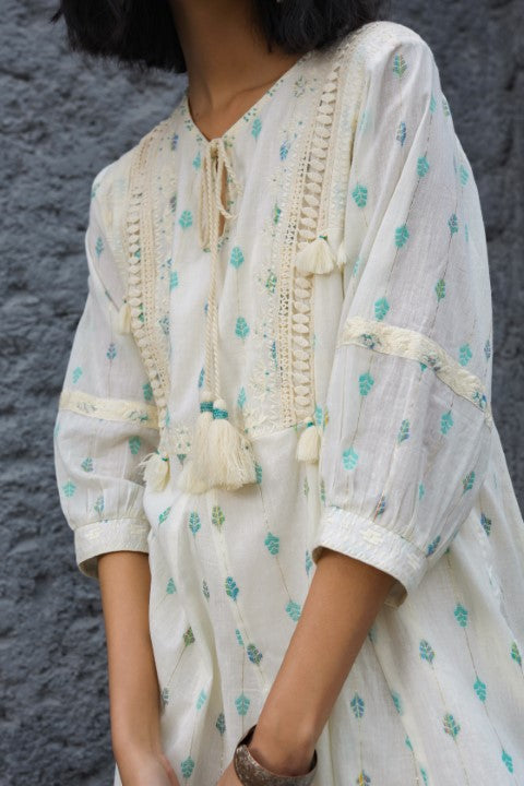 Women Cotton Embroidered Hand Work Mini Dress