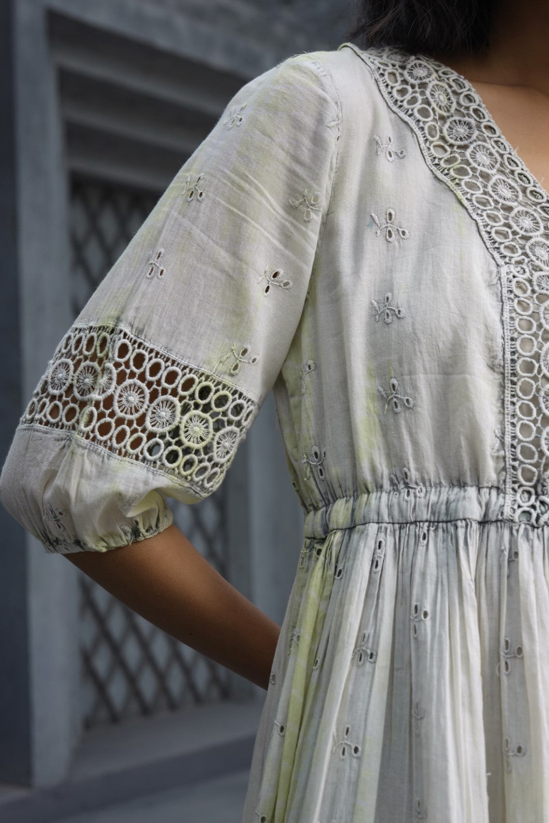 Women Cotton Embroidered Flared Mini Dress