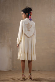 Women Rayon Embroidered Flared Mini Dress
