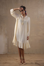 Women Rayon Embroidered Flared Mini Dress
