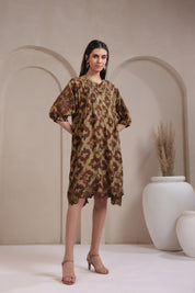Women's Green Embroidered & Beads Work Rayon Mini Dress