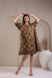Women's Green Embroidered & Beads Work Rayon Mini Dress