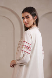 Women’s Cotton Linen Natural Color Embroidered Dress