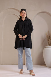 Women’s Black Cotton Mini Dress