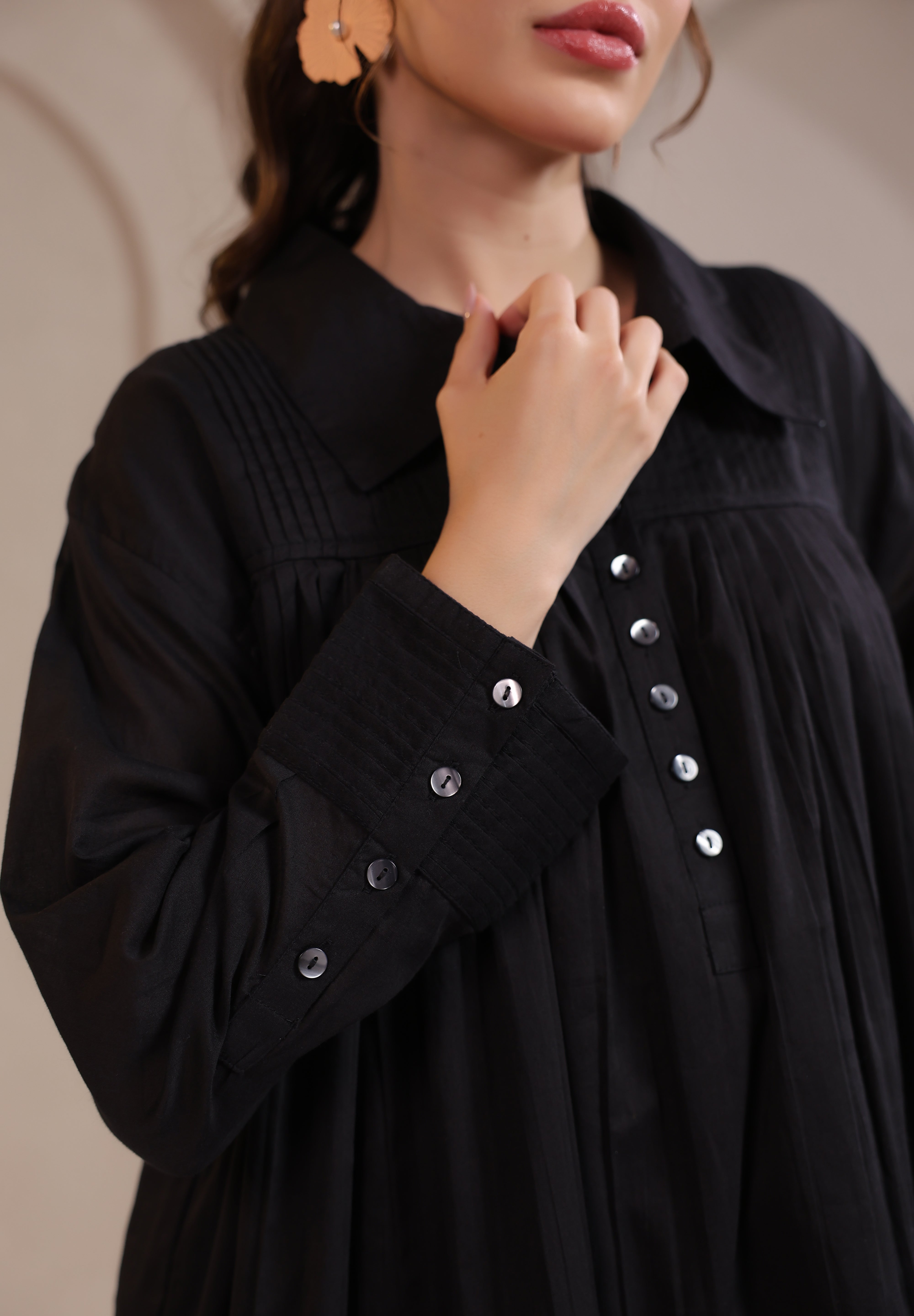 Women’s Black Cotton Mini Dress