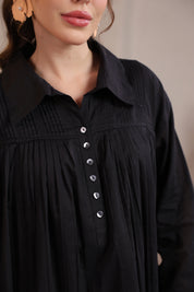 Women’s Black Cotton Mini Dress