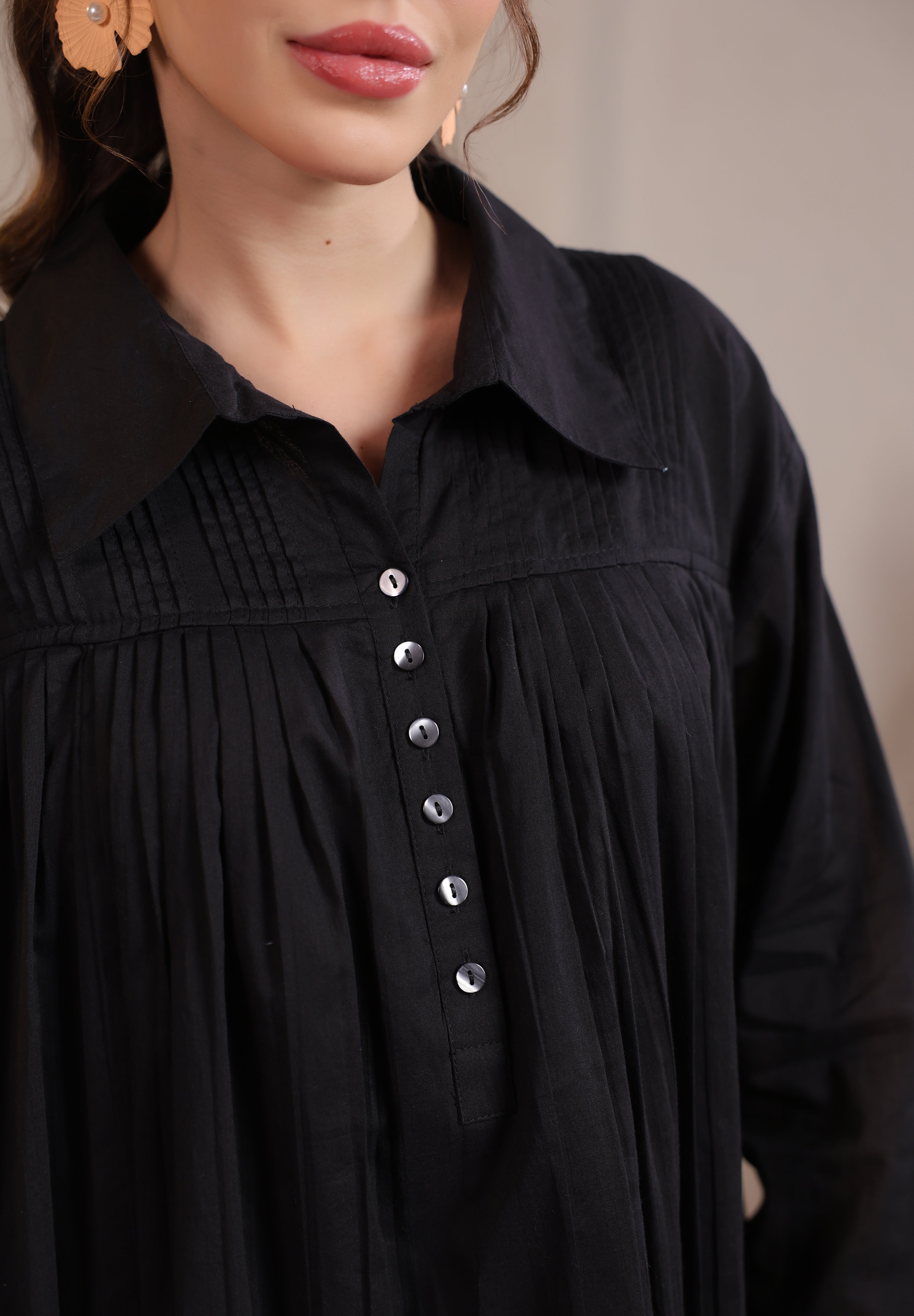 Women’s Black Cotton Mini Dress