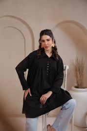 Women’s Black Cotton Mini Dress