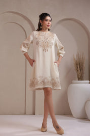 Nyaro Signature Cotton Dobby Embroidered Dress