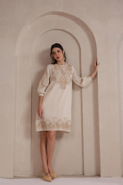 Nyaro Signature Cotton Dobby Embroidered Dress
