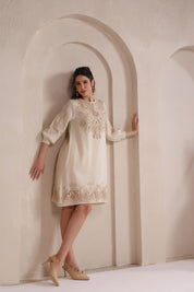 Nyaro Signature Cotton Dobby Embroidered Dress