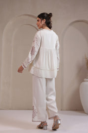 Women’s Cotton Dobby White Color Embroidered Co-Ord Set