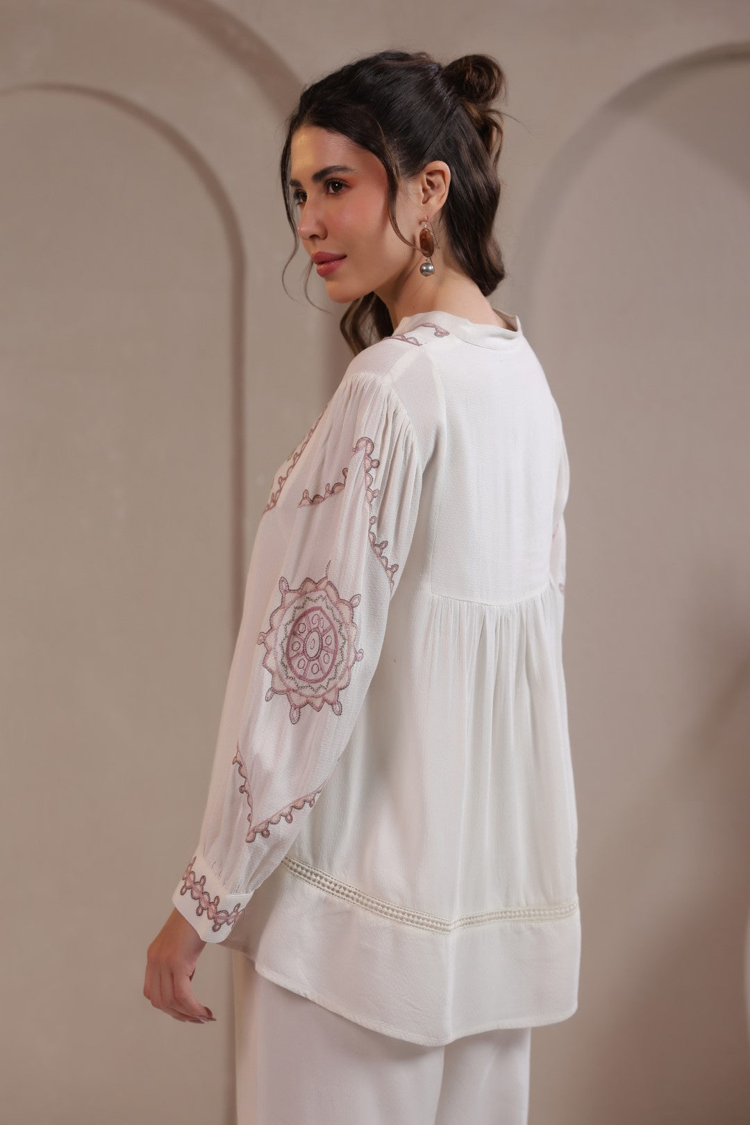 Women’s Cotton Dobby White Color Embroidered Co-Ord Set