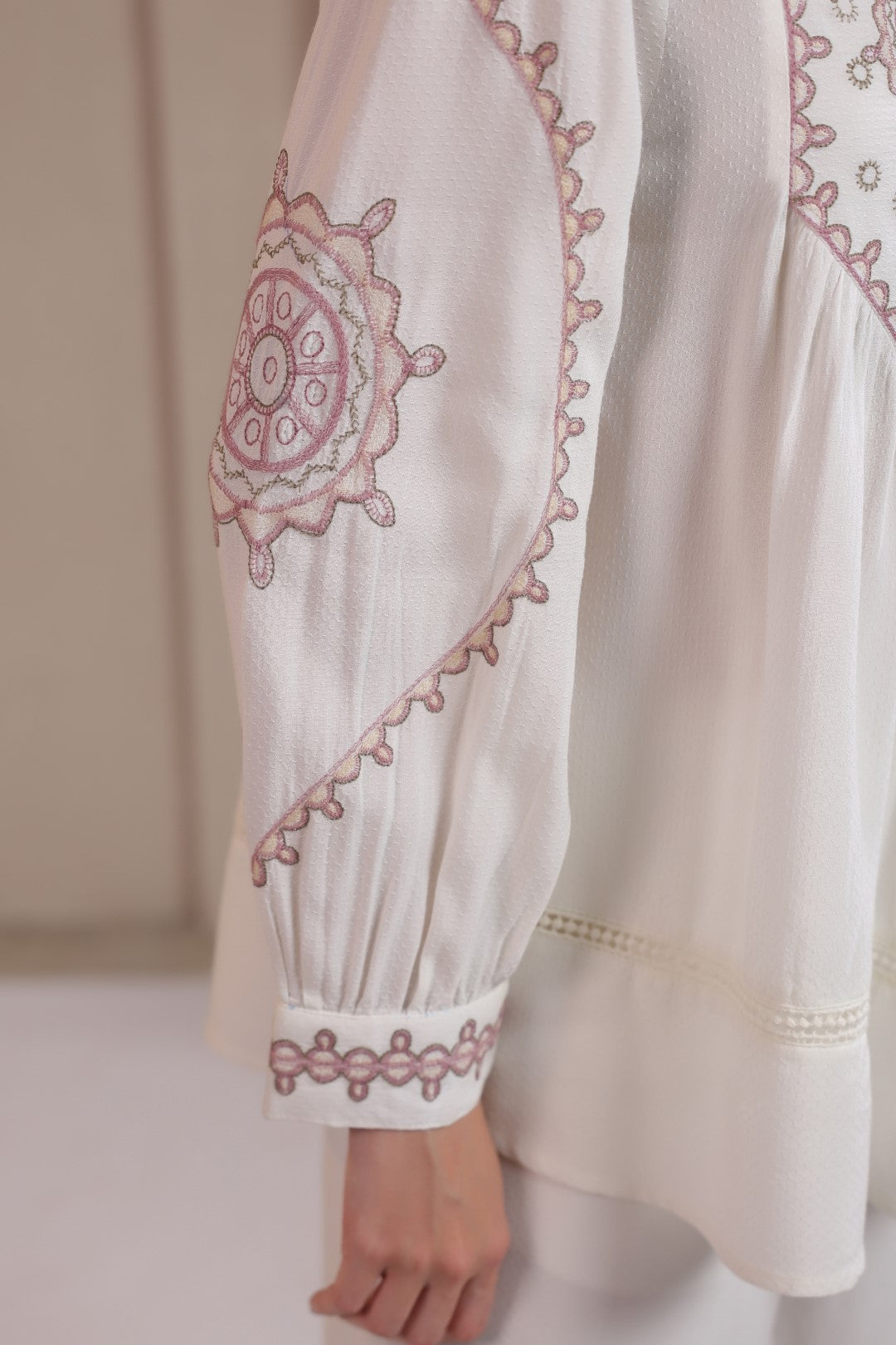 Women’s Cotton Dobby White Color Embroidered Co-Ord Set